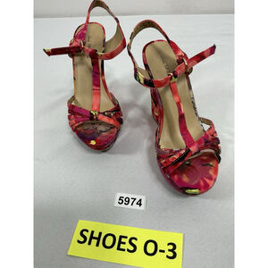 Womans Call It Spring Strappy Wedge Sandals 7 Pink Floral Open Toe